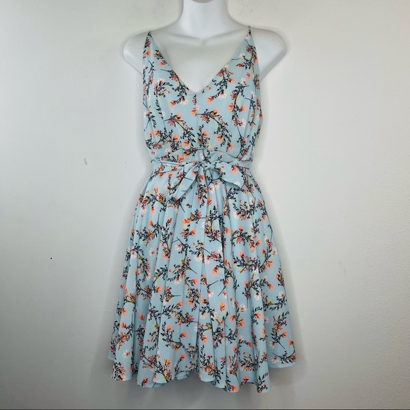 Shasa Women’s V-Neck Mint Summer Floral Print Spaghetti Strap A-line Dress Sz M - Picture 5 of 9